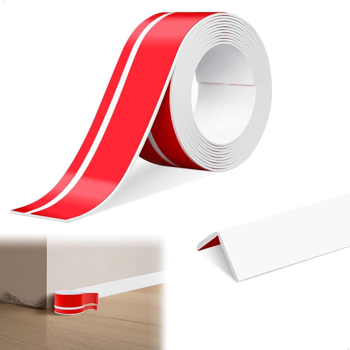 Zelfklevende flexibele plint van PVC, 5 m x 7 cm, ideale afsluitstrip voor keuken, badkamer en woonkamer in wit
