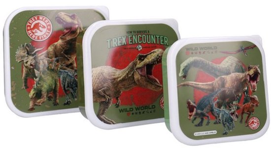 Jurassic World lunchset; lunchbox, snackbox en drinkfles van Jurassic World — afbeelding 2