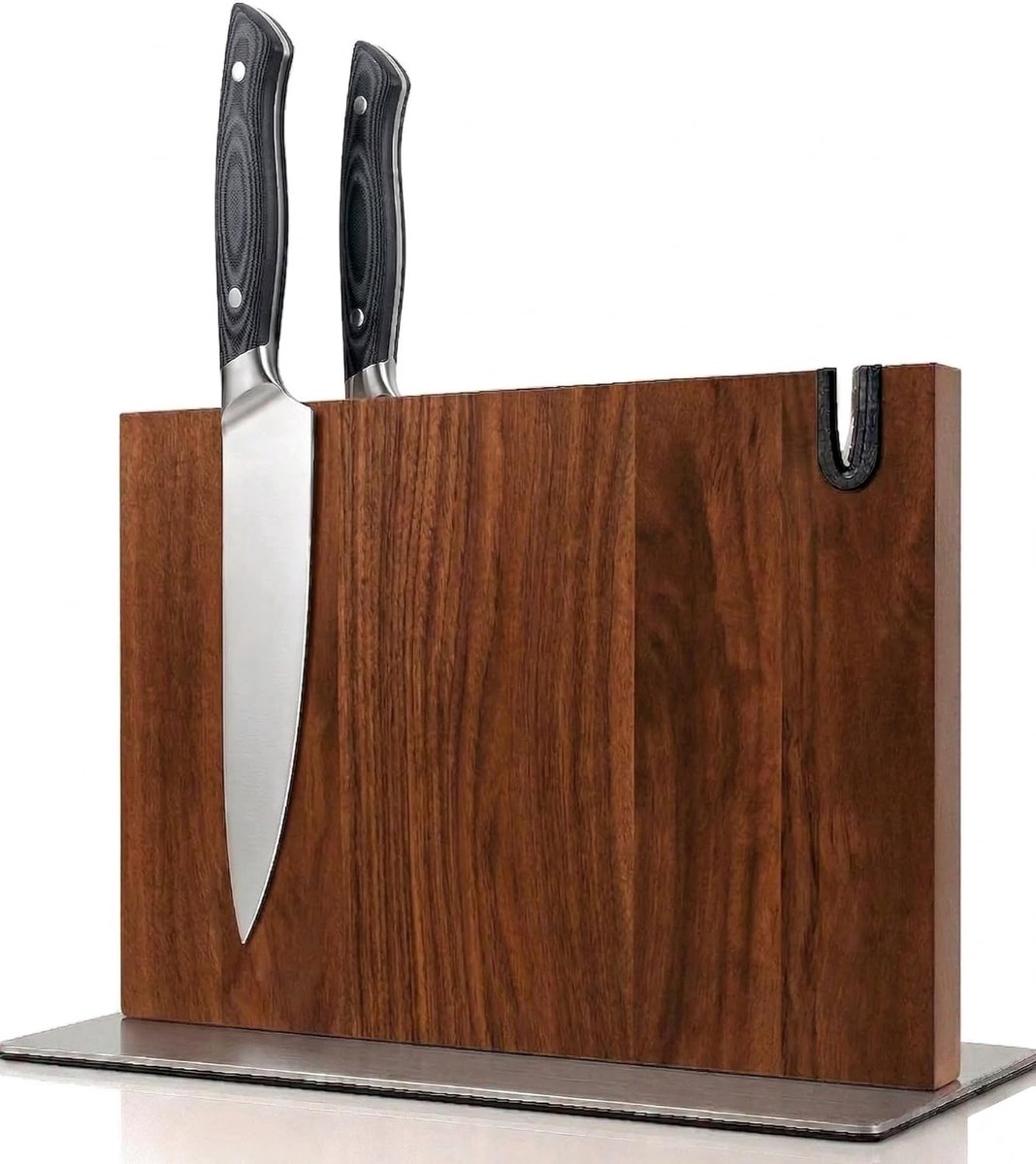 messenblok Xl van hout met messenslijper. Universele messenhouder