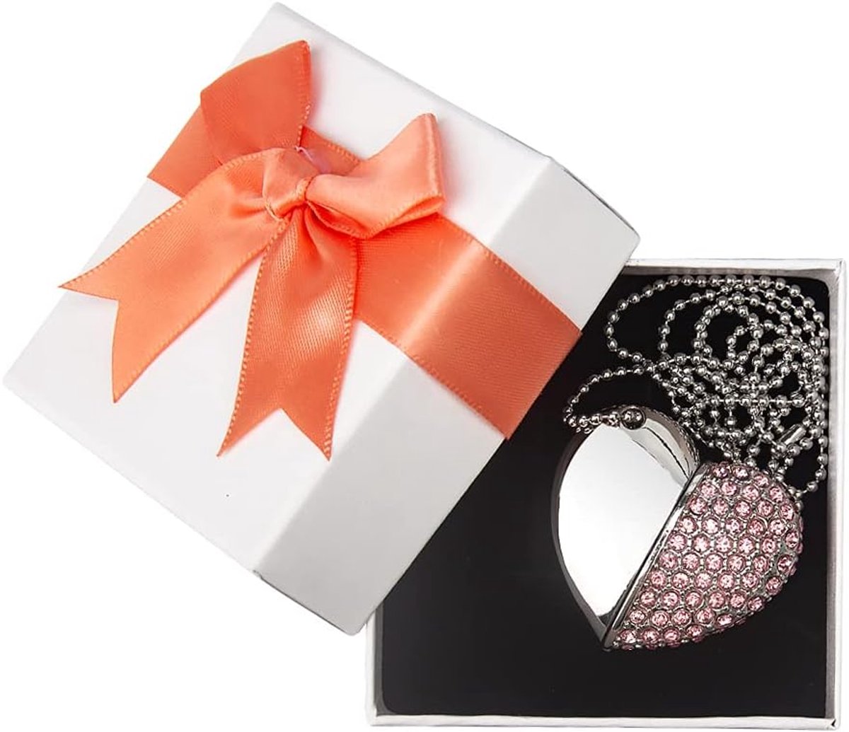 32 GB USB Flash Drive met Doos，Metalen Hart Diamant Waterdichte Pendrive Geschenken voor Vrouw Kind Vriend (32GB, Roze met Doos)