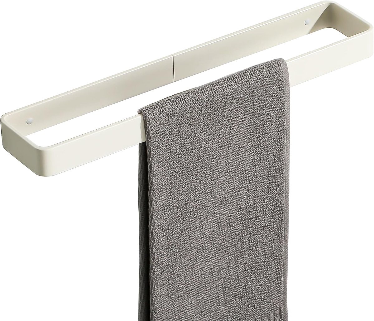 Wit handdoekhouder zelfklevend, 40CM handdoekstang voor badkamer | Handdoekrail zonder boren, wandmontage, aluminium, badhanddoekhouder voor badkamer en keuken