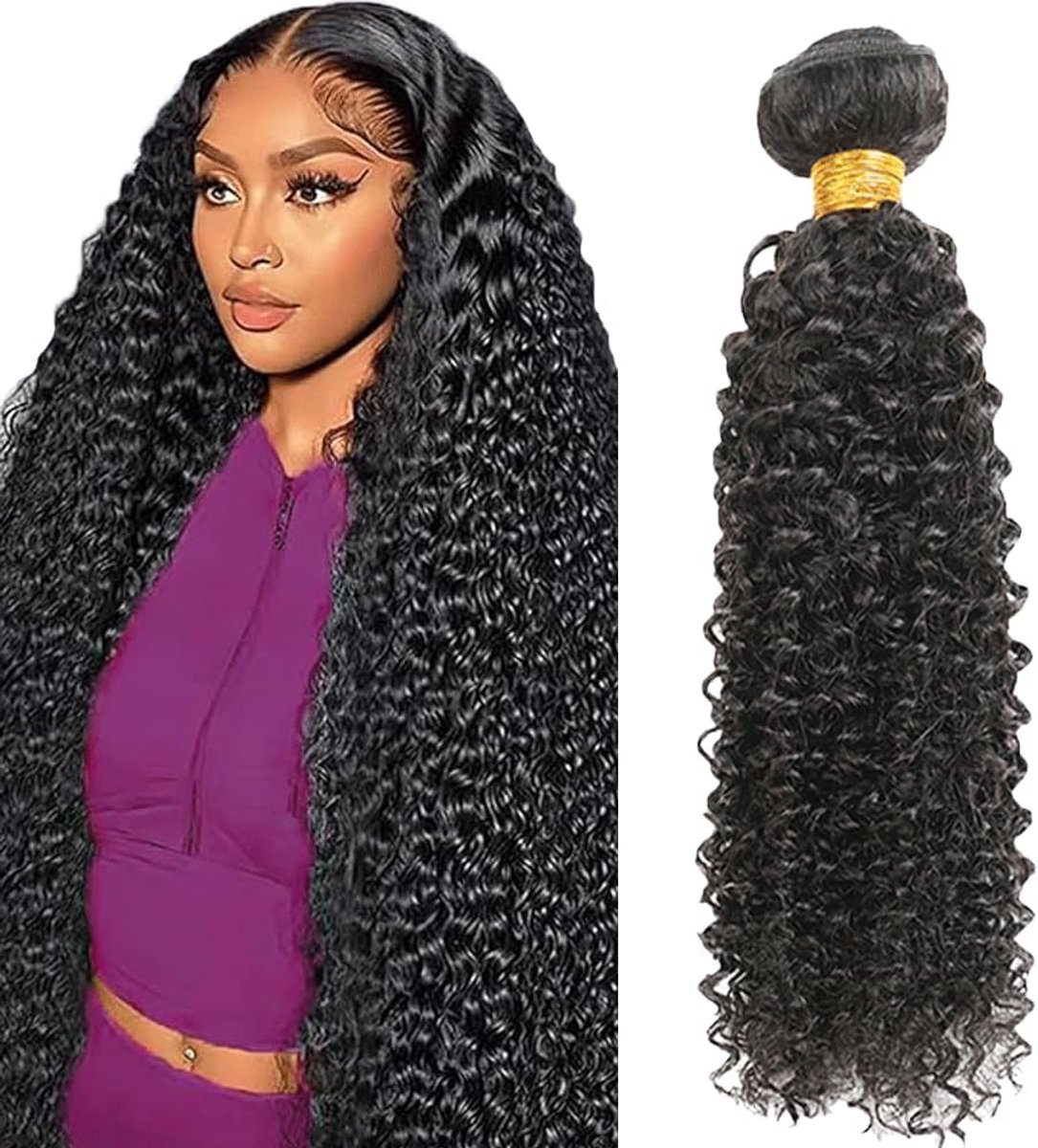26 Inch Human Hair Bundles Kinky Curly Hair 1B Natural Black Bundles
