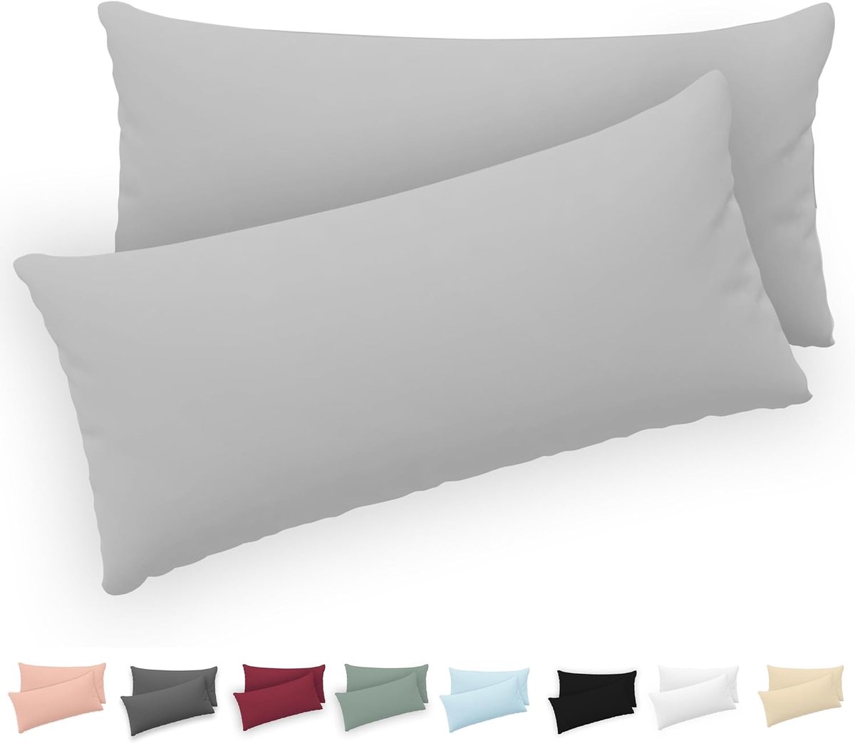 SnelShoppen - Twinzen Kussensloop 50x80 cm (Set van 2) - 100% Katoen Jersey 150 GSM - Kussensloop met Ritssluiting - Oeko-Tex Gecertificeerd - Ideaal