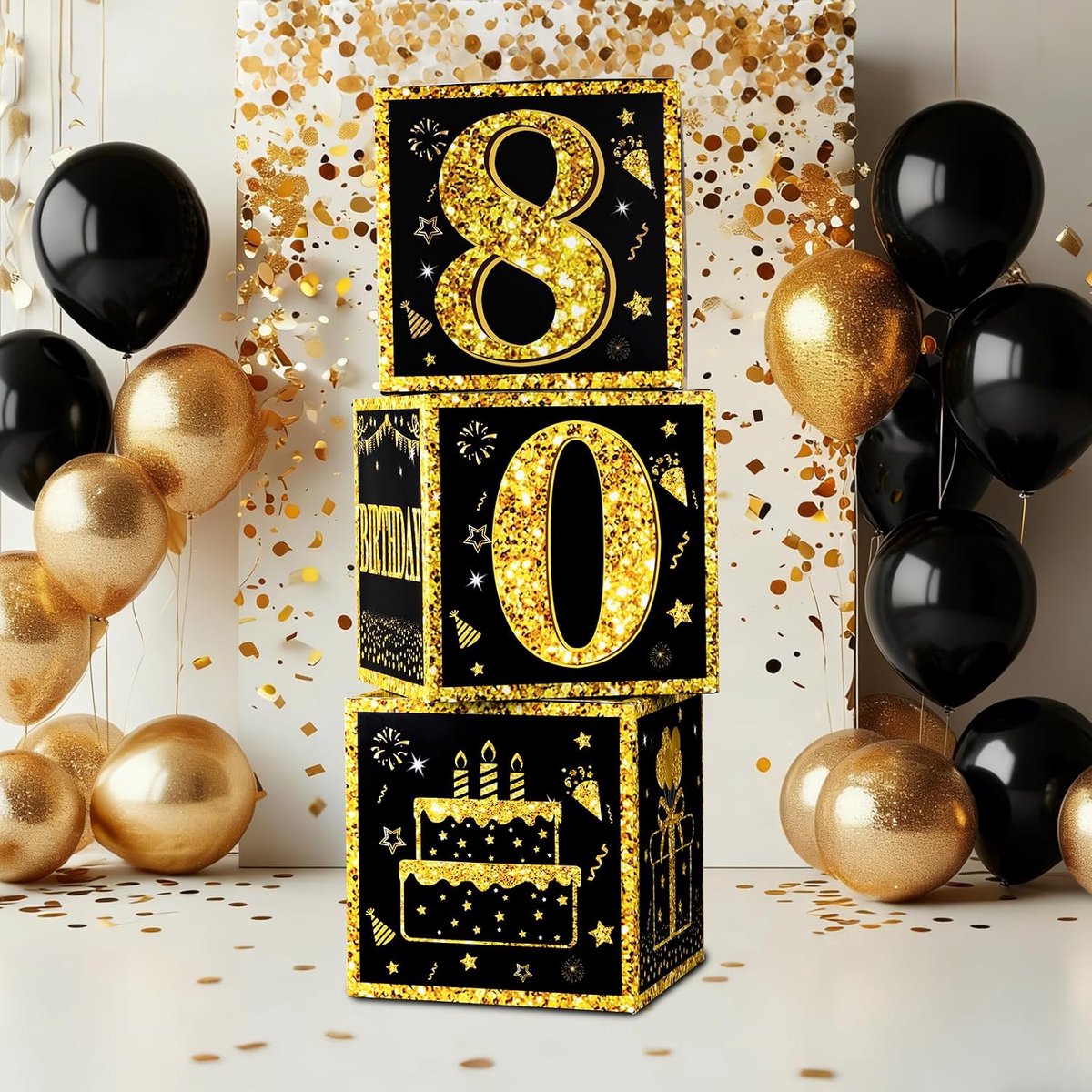 dozen voor 80e verjaardag voor mannen, 3 stuks zwart gouden