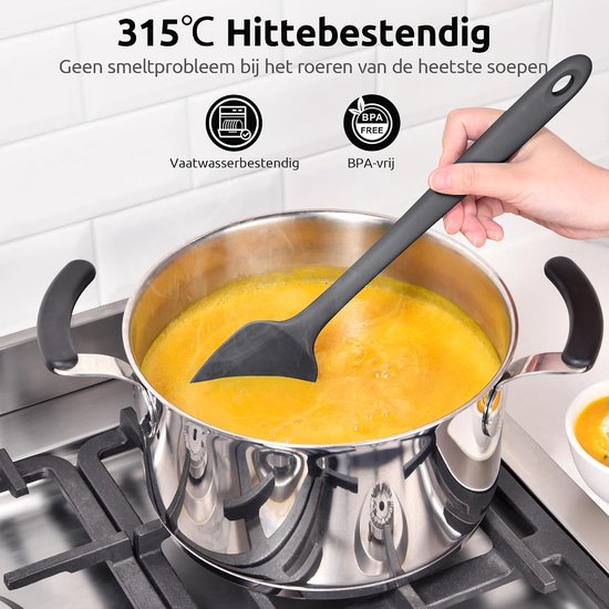 Silicone lepel Spatel 315 ℃ Hoge Hittebestendige (Zwart) - 36 cm Flexibele Naadloze Siliconen Spatel, geschikt voor Bakken, Koken, Mengen en Schrapen in Pannen met Antiaanbaklaag — afbeelding 3