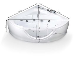 SPALINA - Whirlpool bad - Tasmanie white Jets, 135 x135 x54 cm, Wit
