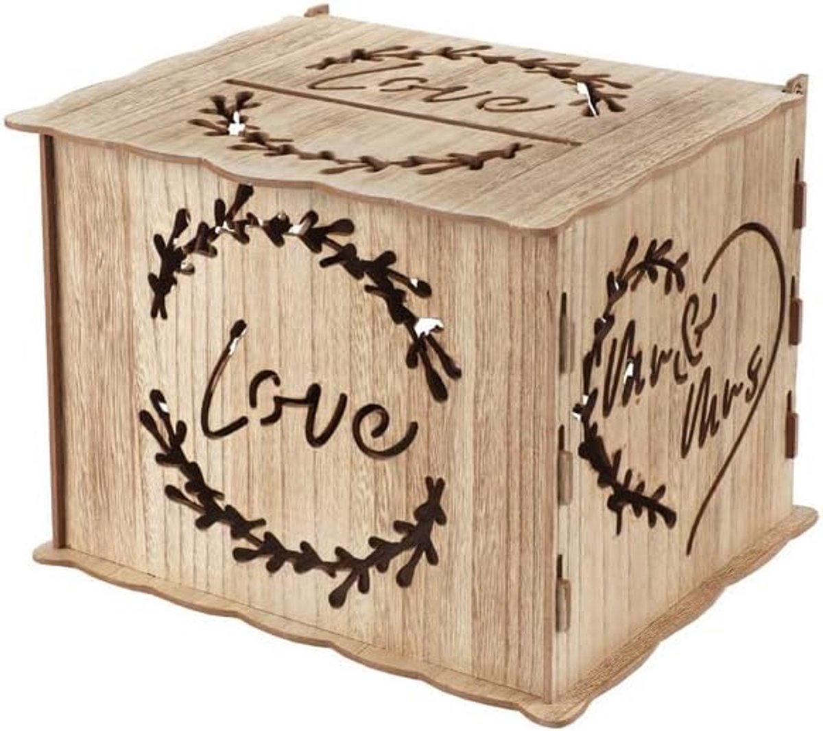 8495-26, spaarpot voor bruiloft, hout, 22 x 30 cm