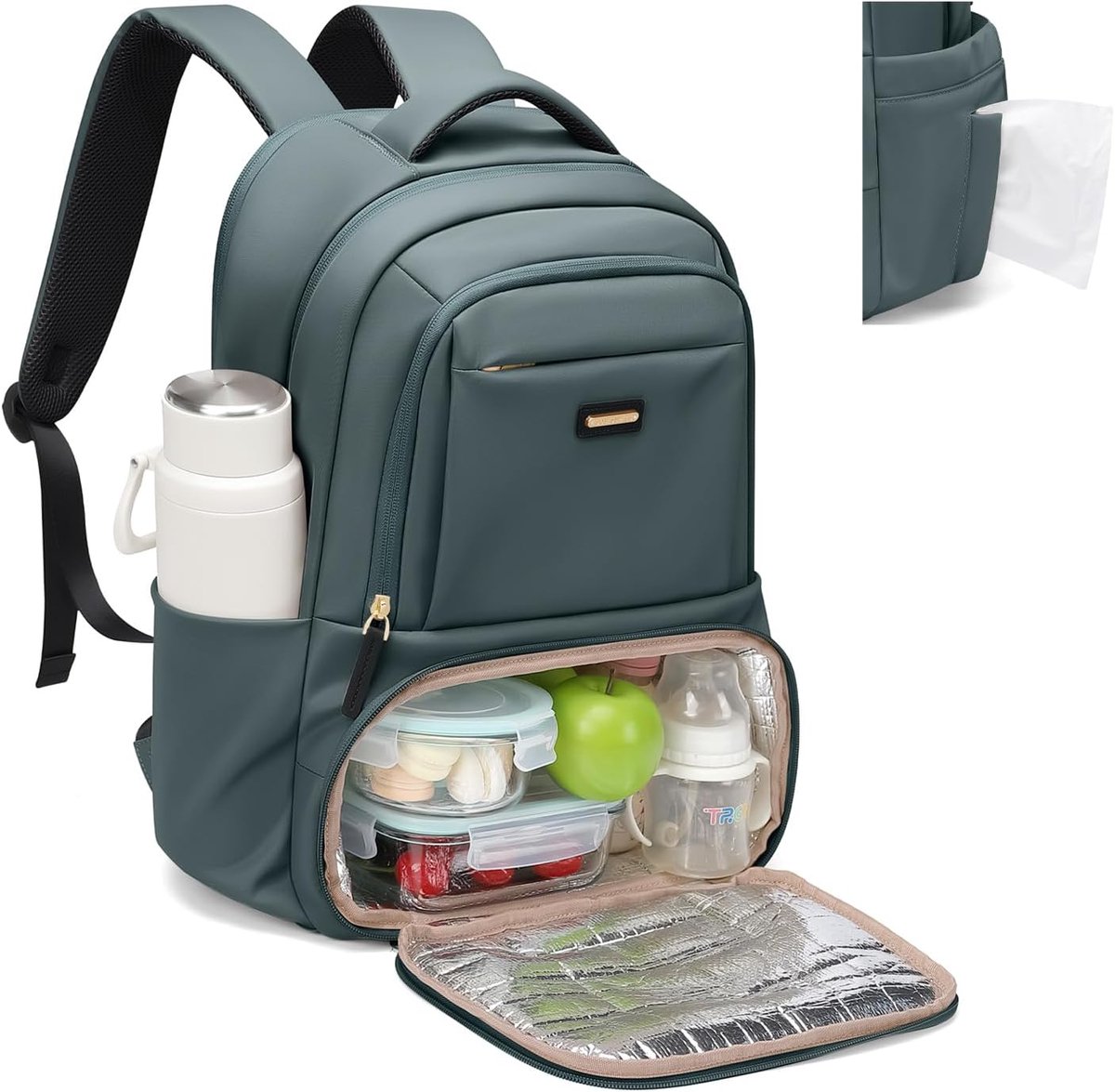Lunchrugzak 16 Inch Laptop Rugzak met Geïsoleerde Koeler Lunch Box