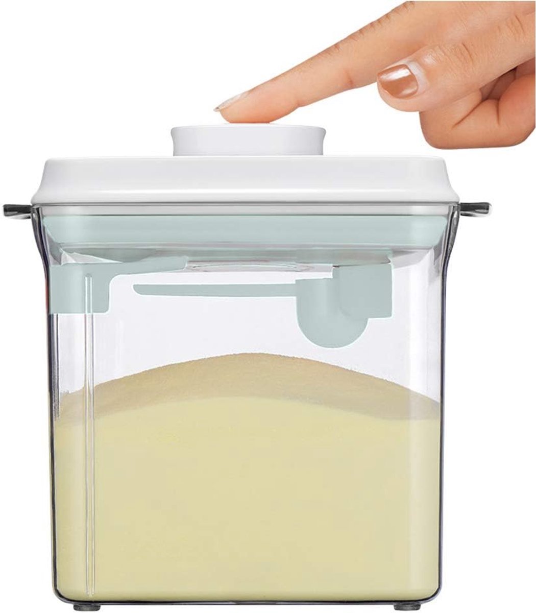 1,7 liter, luchtdichte melkpoederdispenser, draagbare melkpoederbox, melkpoeder, houder met lepel, bediening met één hand, afneembaar, voor het bewaren van babymelkpoeder, groenten en levensmiddelen