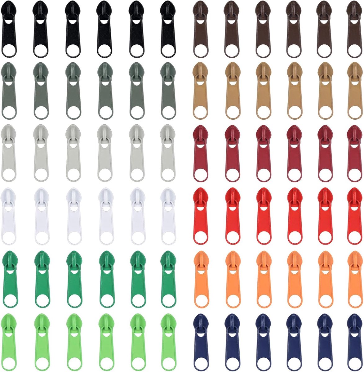 72 stuks kleurrijke #5 ritssluitingsreparatieset, schuifregelaars voor gebruik in de buurt voor portemonnee, broeken, jassen, koffers, kleding, bagage, rugzakken (12 kleuren)