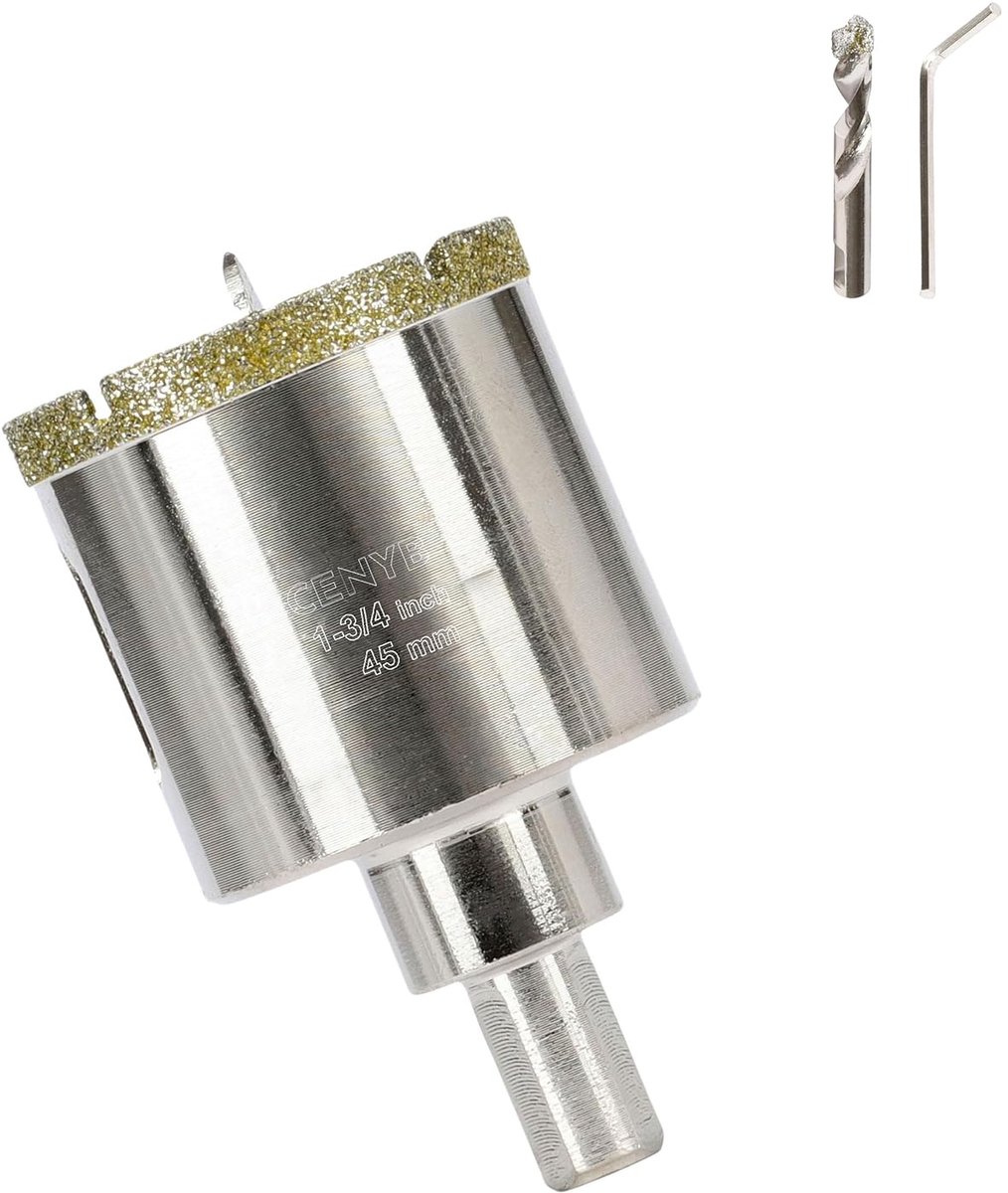 Diamant boorkroon 45mm - met centerboor - voor keramiek, glas en tegels - snelle en nauwkeurige uitsparingen - ShopVlot