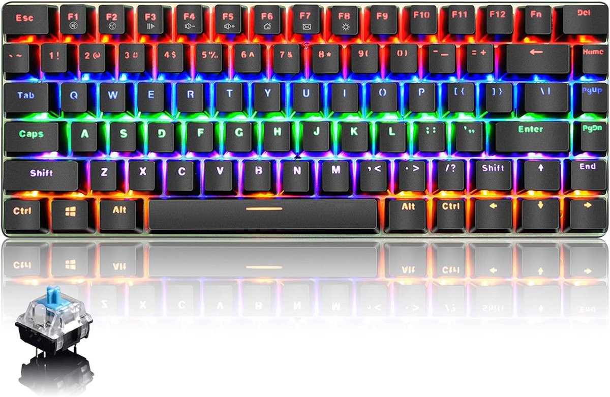 Mechanisch Gaming Toetsenbord 82 Toetsen - QWERTY - Met Polssteun - Ergonomisch en Kleurrijk - SnelShoppen