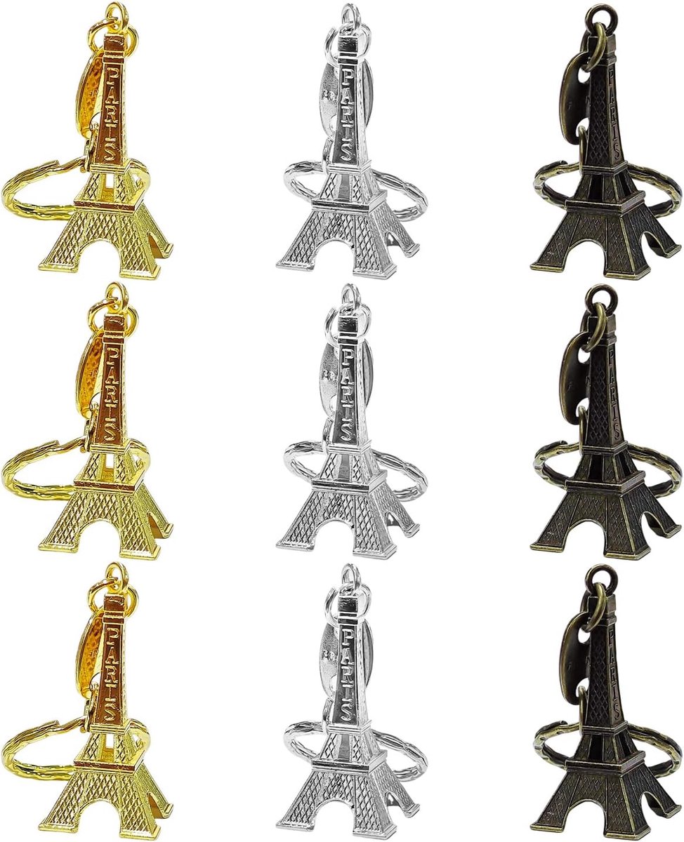 9 Stuks Van Eiffeltoren Sleutelhanger, Retro Key Lock Ring, Landmark