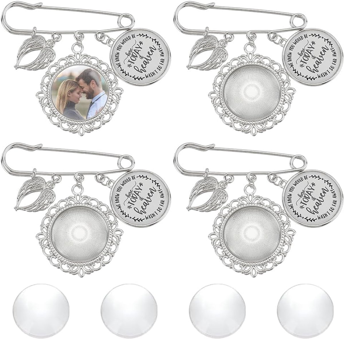 4 stuks bruiloftsboeket fotohangers zilveren huwelijksherinnering