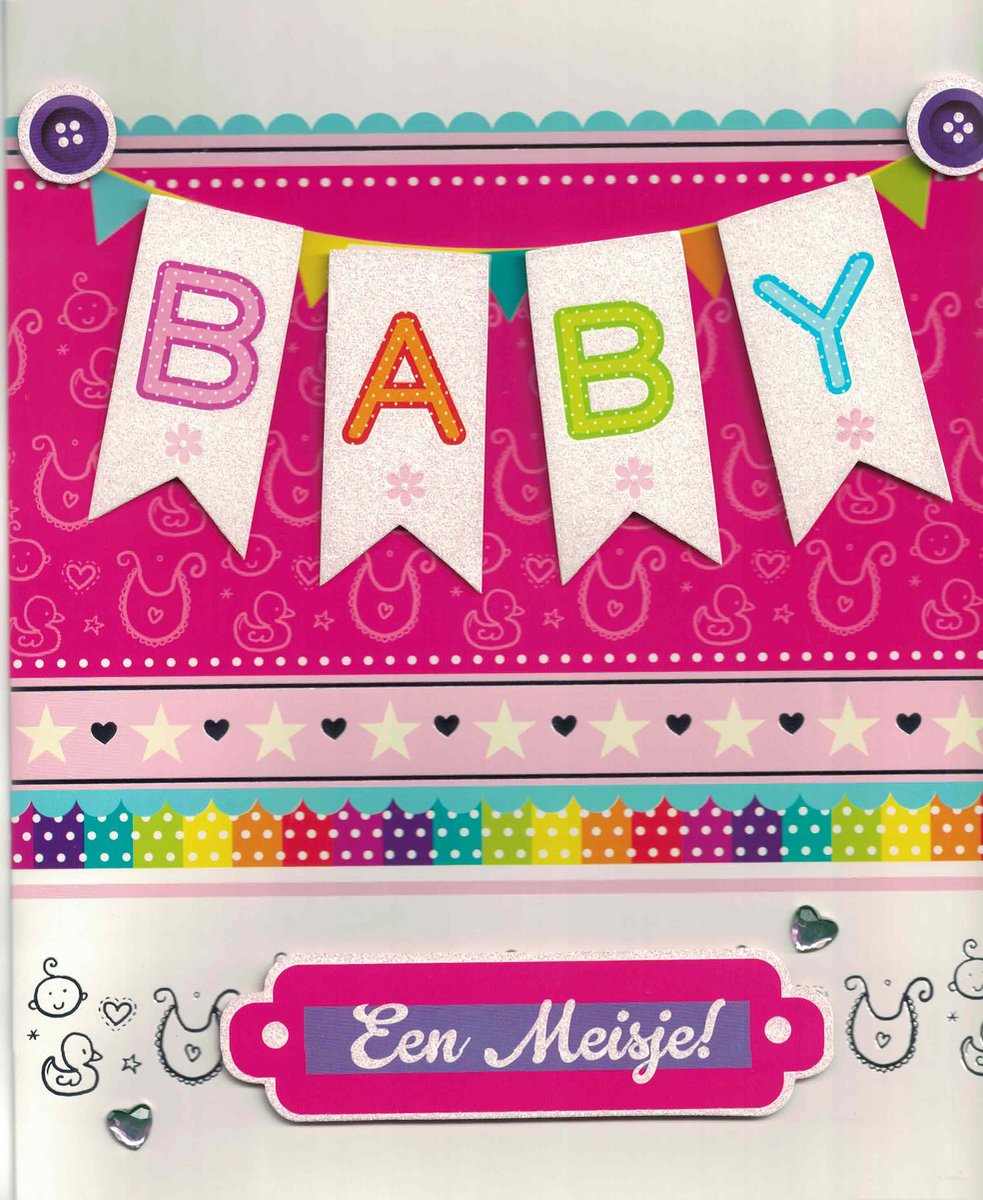 Grote wenskaart - wenskaart - geboorte meisje - geboorte dochter - baby - baby meisje
