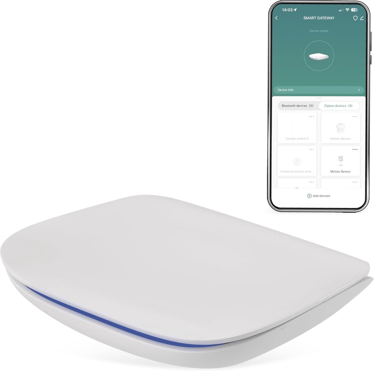 GoSmart ZigBee-Gateway IP-2000Z voor maximaal 128 ZigBee smart-apparaten, Smart Home Hub compatibel met Tuya, Smart Life, Lidl, ondersteunt Bluetooth, 2,4 GHz wifi, wit