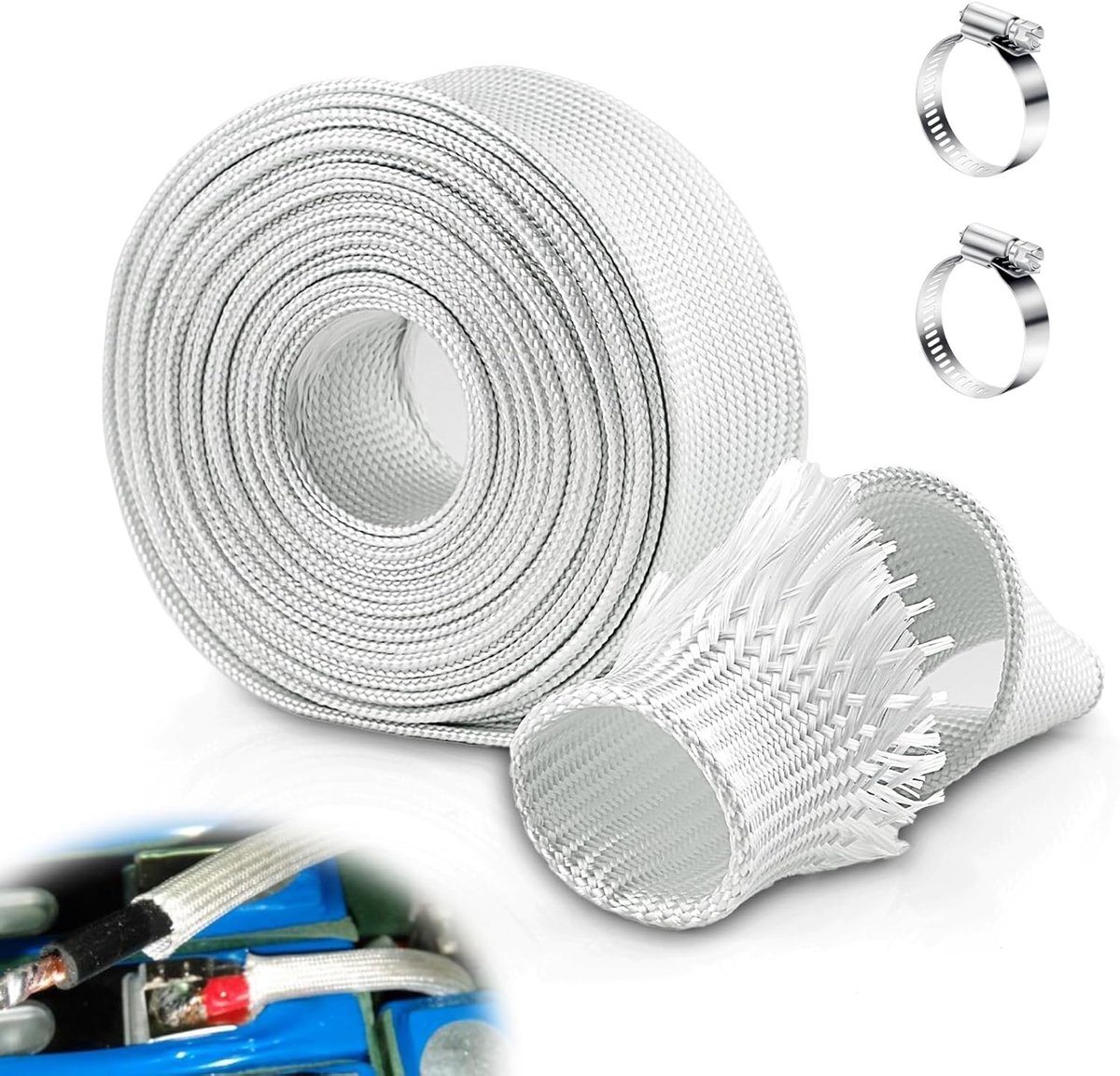 25 mm uitlaatslang voor stroomgenerator, 150 cm, hittebestendige standverwarming, slang met 2 clips, hittebeschermingsslang, uitlaat