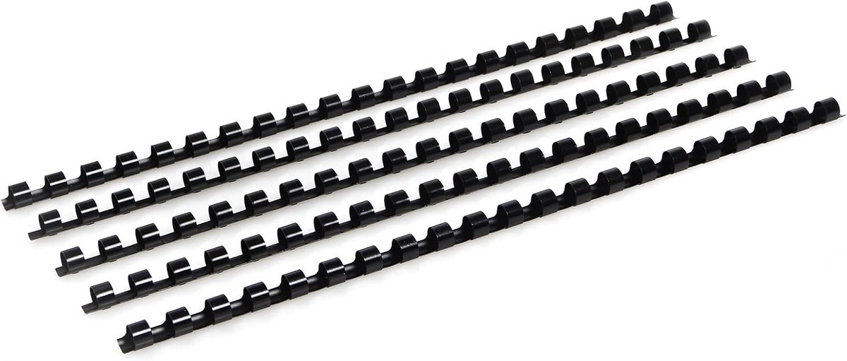 Bindruggen, 8 mm, 21 ringen, 40 vel bindcapaciteit, Zwart, A4, 100