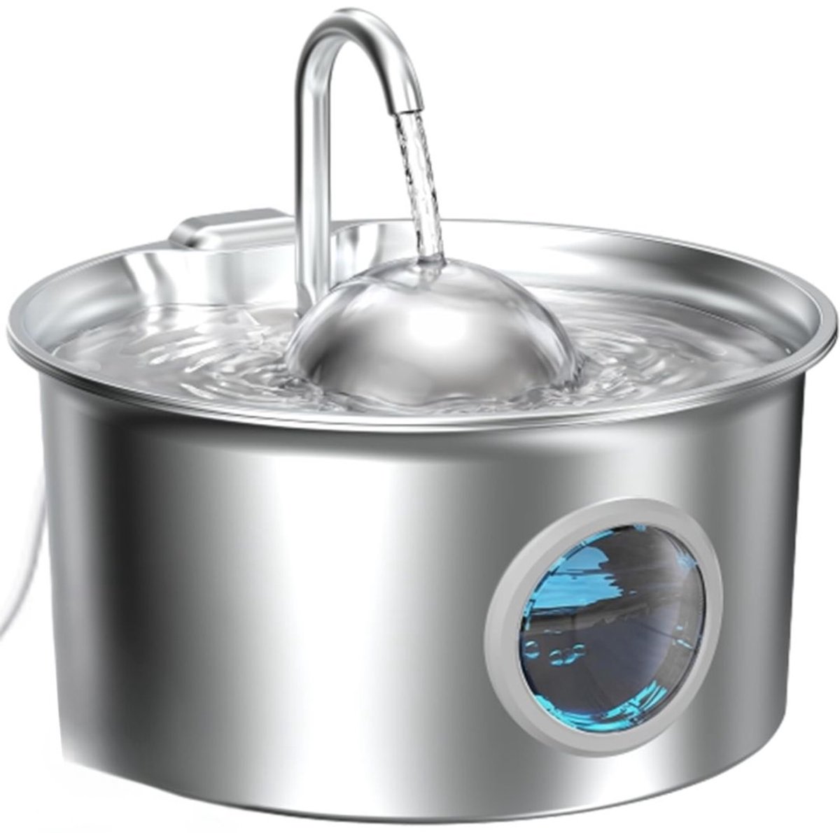 JCP® Drinkfontein Kat - Drinkbak Kat - Waterfontein Huisdieren - Zilver - 21cm x 21cm x 12cm