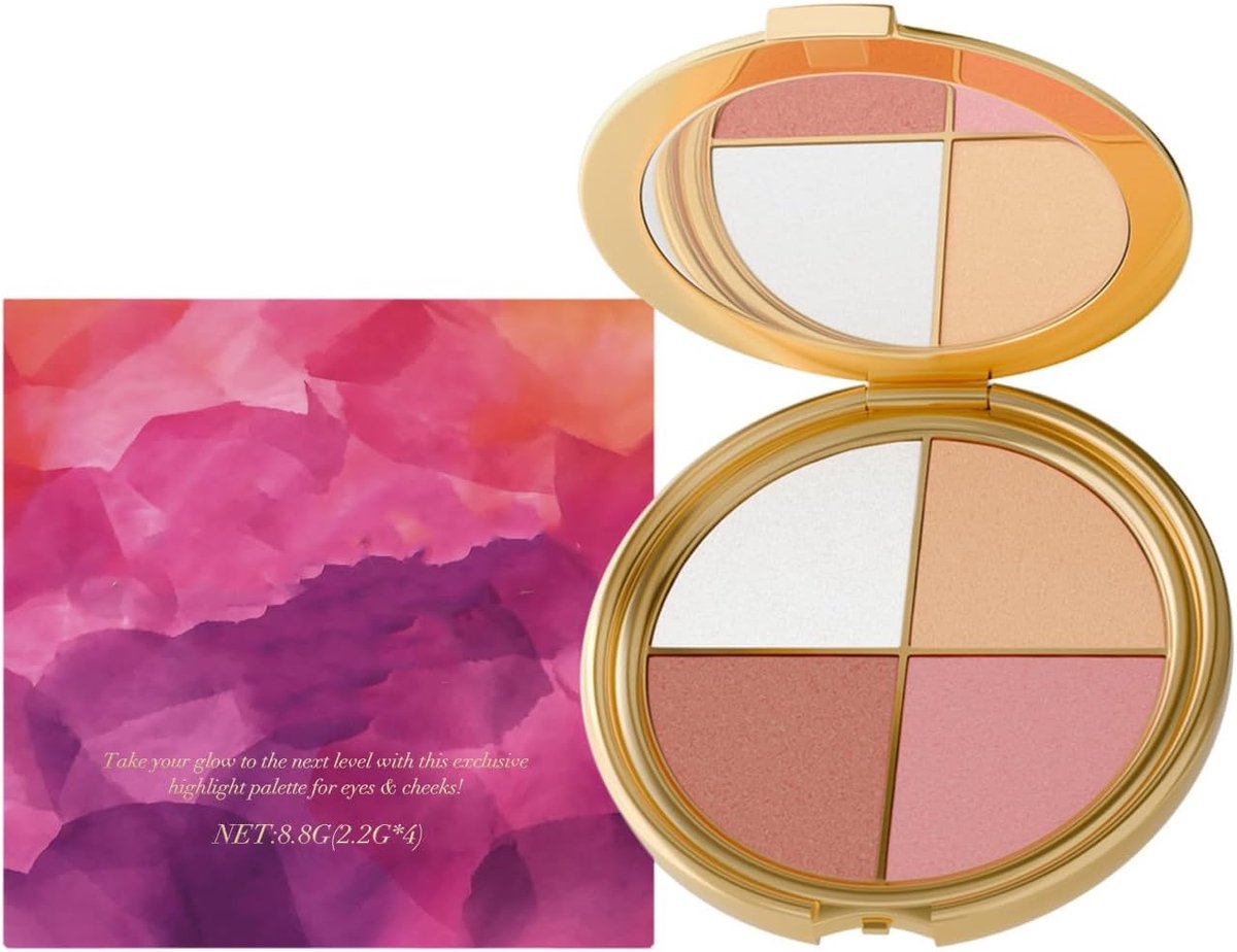Palette Oogschaduwpalet, 4-in-1 gezichtspaletten met metallic