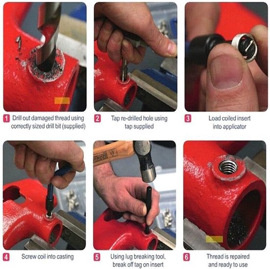 M6 M8 M10 M12 M14 Helicoil Car spoel gereedschap M10 x 1,25, 20 stuks — afbeelding 3