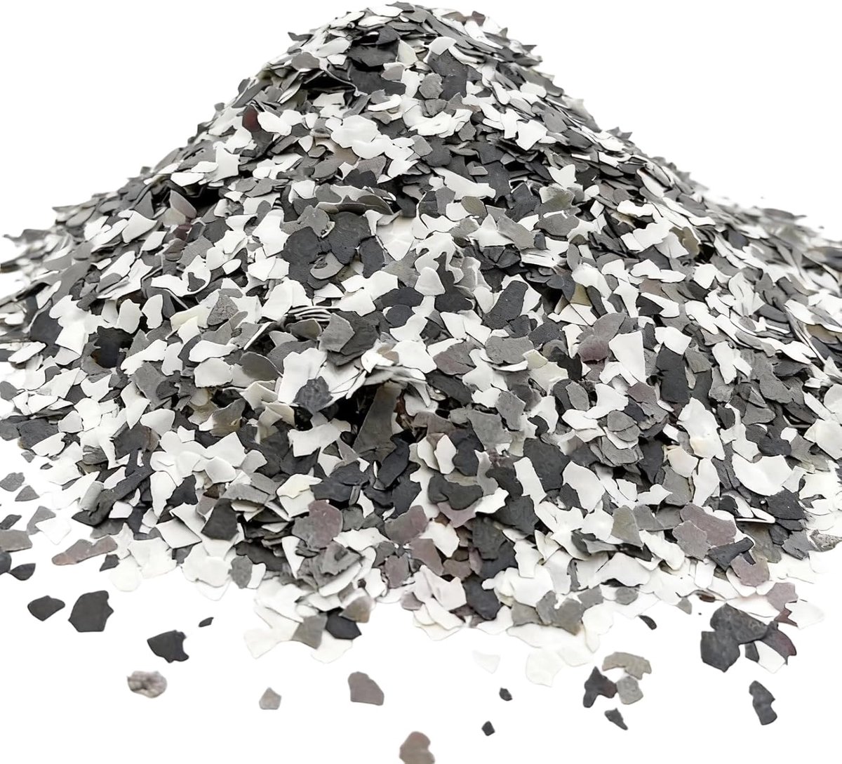 Betonverf decoratieve vloercoating, vlokken, 500 g, decoratieve epoxyhars, kleurchips, epoxyvlokken voor betonvloercoatingen, muurverf, garage, woonkamer, doe-het-zelfprojecten (wit, zwart, grijs)
