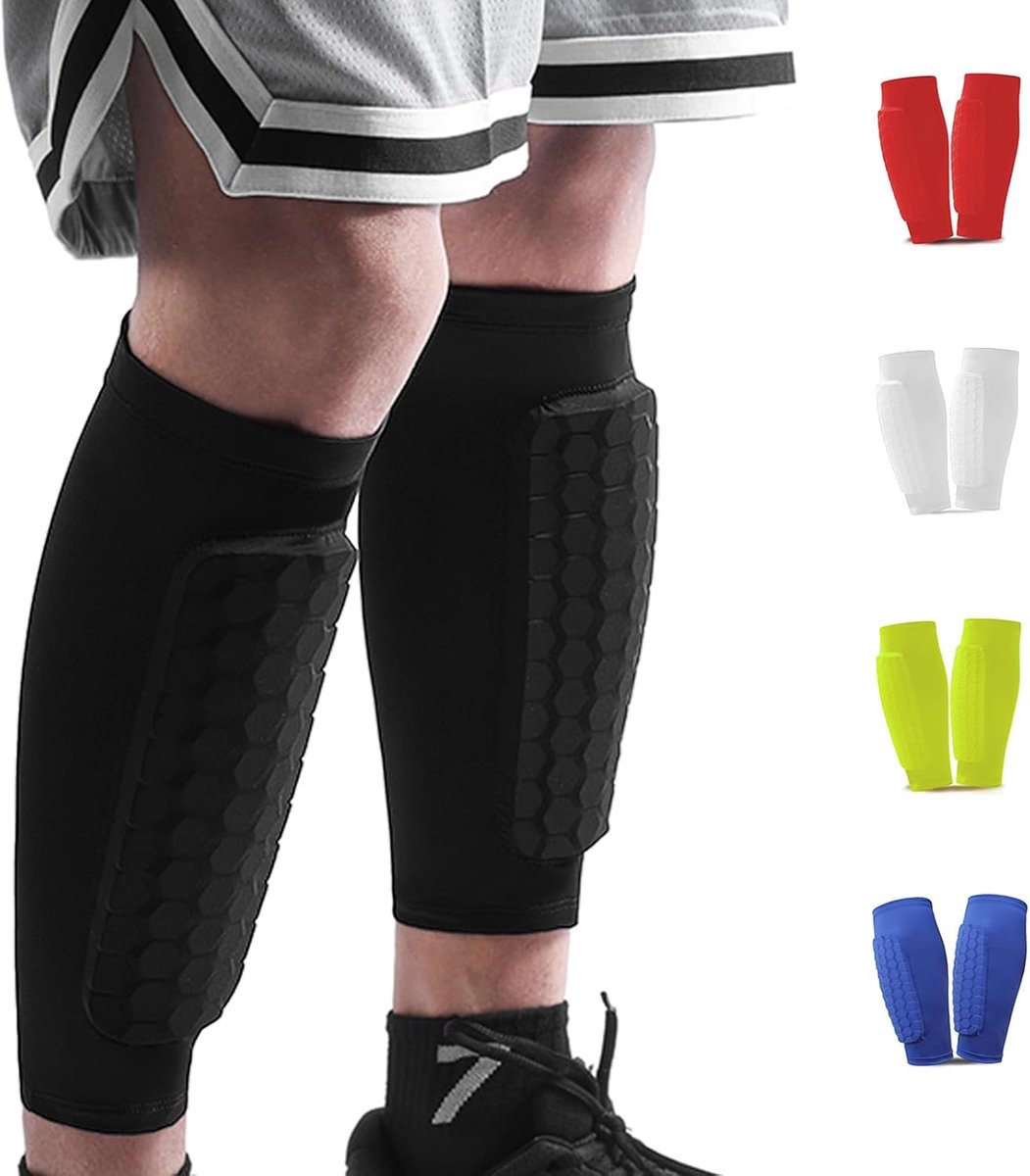 Scheenbeschermers Voetbal voor Kinderen Peuter Tieners Vrouwen Mannen Scheenbeschermers met Antislip Siliconen en Honeycomb Pads voetbalschoenenbeschermers Shin Guards