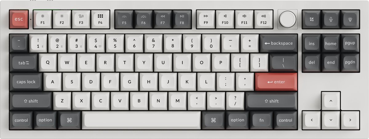 Keychron Q3 Ultra - Mechanisch Toetsenbord - Draadloos - US Qwerty - 80% - Rode Switch - Wit