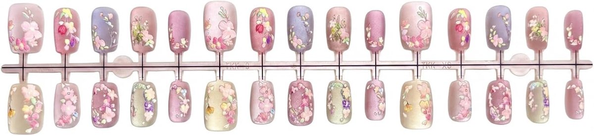 Tuin Nagels, 24 Stuks Press On Nails Vierkant Kort, Matte Pastel