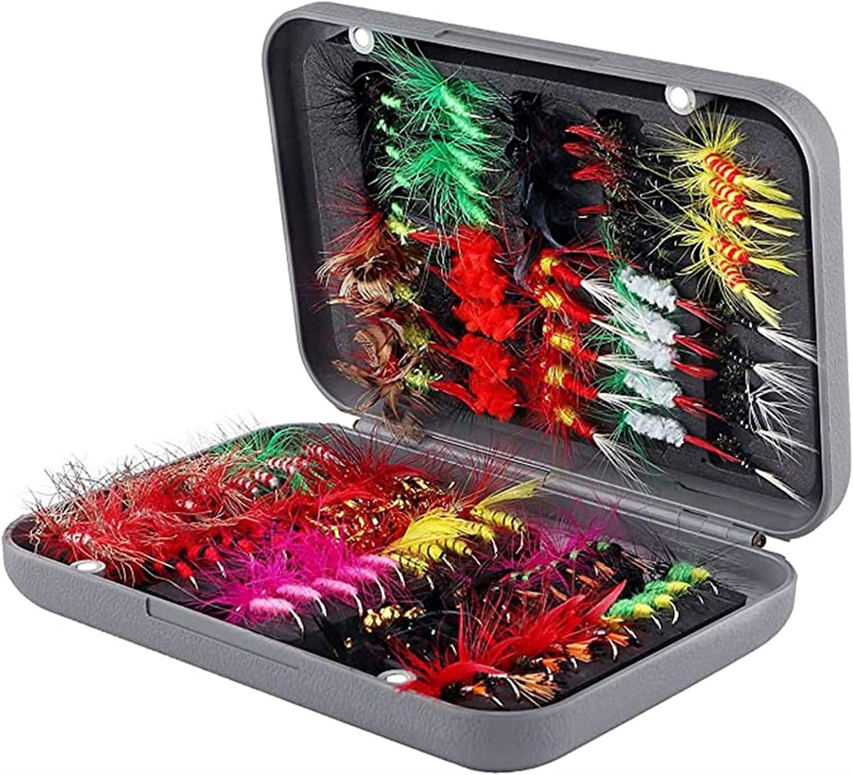 Droge en natte vliegen assortiment met waterdichte doos voor forel