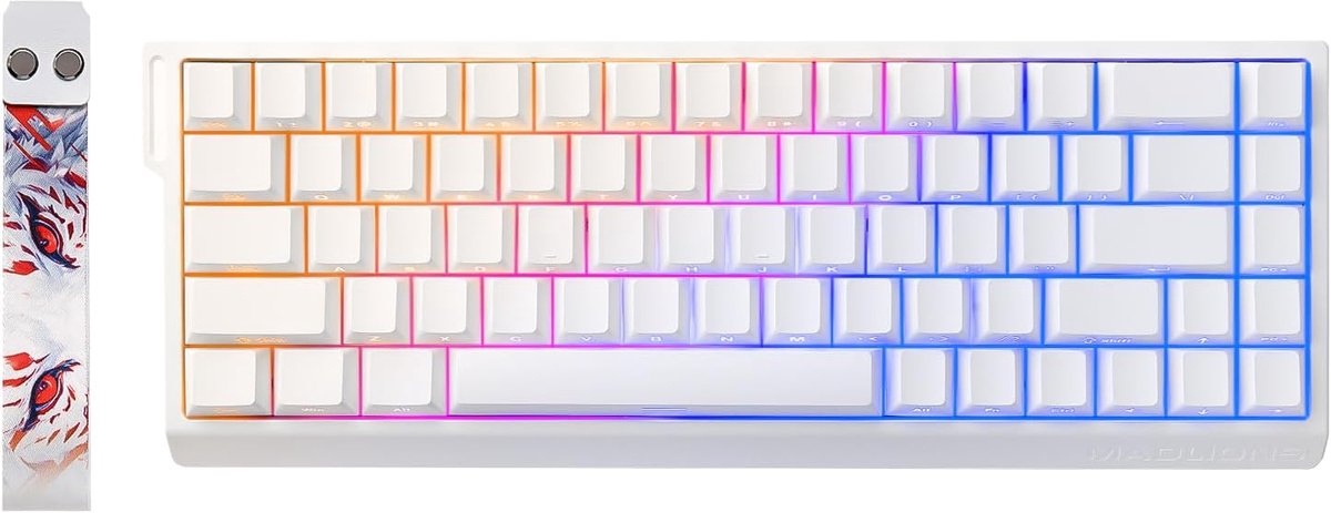 x MADLIONS MAD68 HE Rapid Trigger bedraad magnetisch mechanisch gaming toetsenbord 60% Hall Effect magnetische schakelaars instelbare Actuation, PBT Keycaps RGB, 8K Hz Polling Rat (wit)