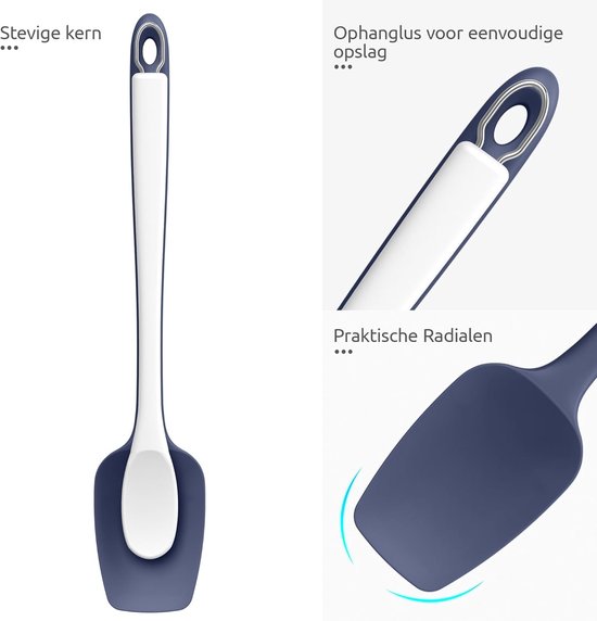 Silicone lepel Spatel 315 ℃ Hoge Hittebestendige (Middernachtblauw) - 36 cm Flexibele Naadloze Siliconen Spatel, geschikt voor Bakken, Koken, Mengen en Schrapen in Pannen met Antiaanbaklaag — afbeelding 4