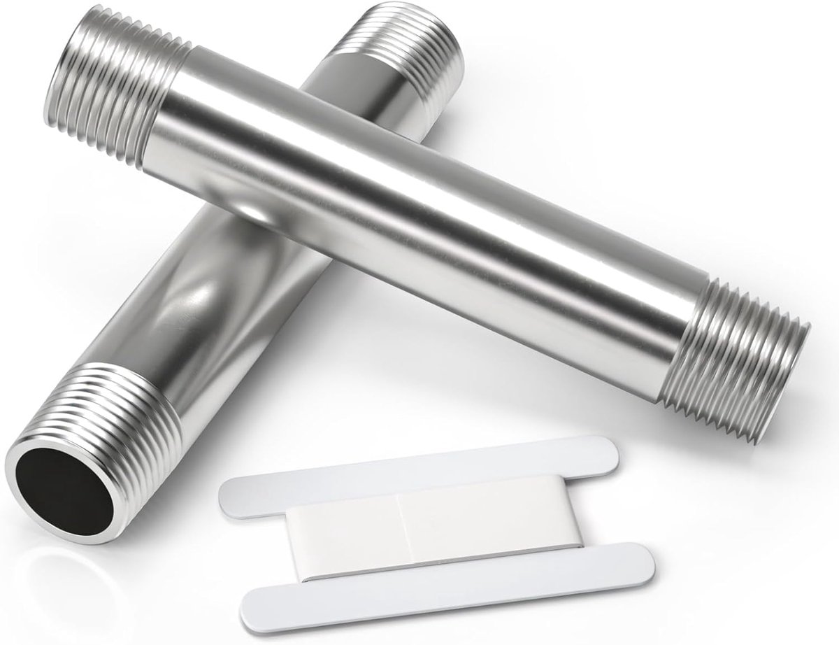 2 stuks 150Mm 1/2" Male × 1/2" Male Bsp Thread Stainless Steel 304