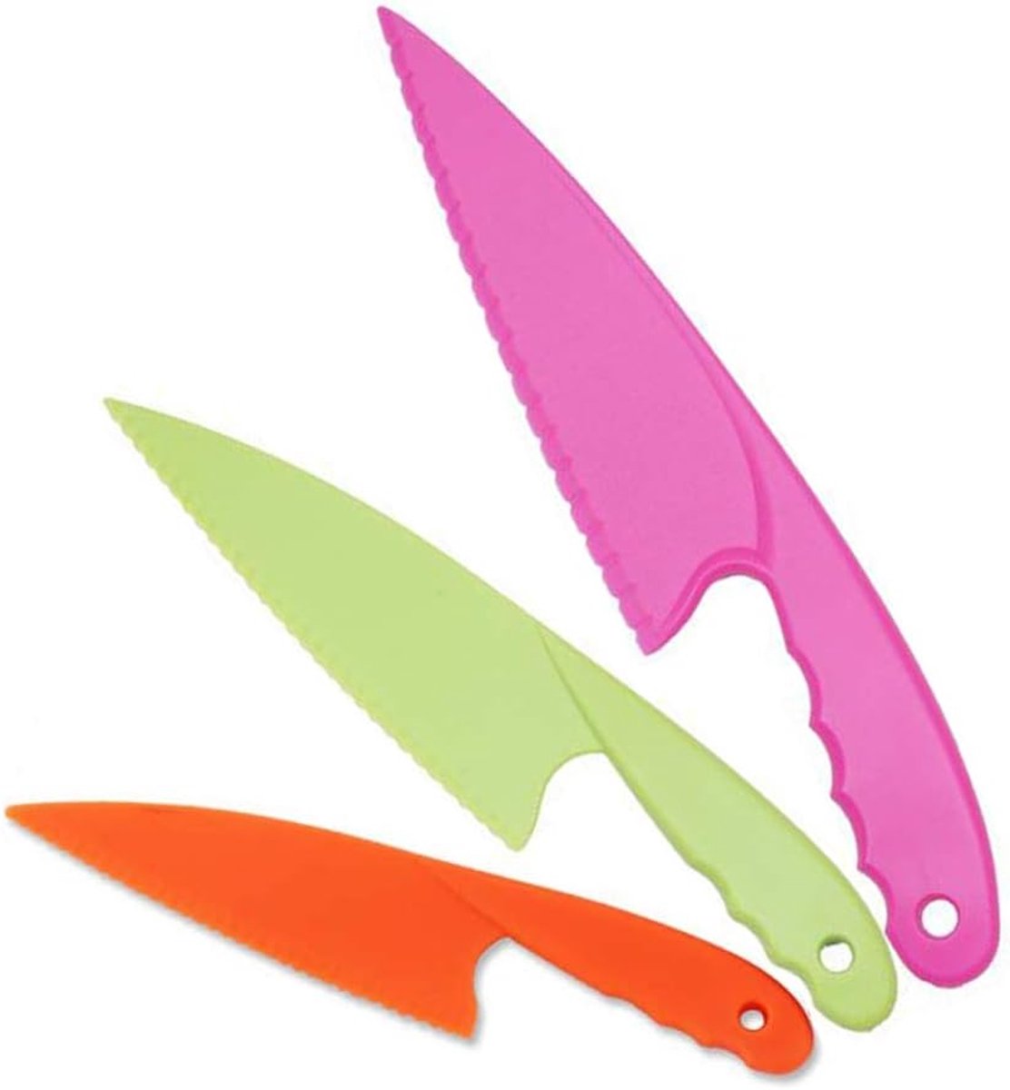 Keukenmesset, 3 stuks, kindveilig, keukenmessen, nylon, 3 groottes