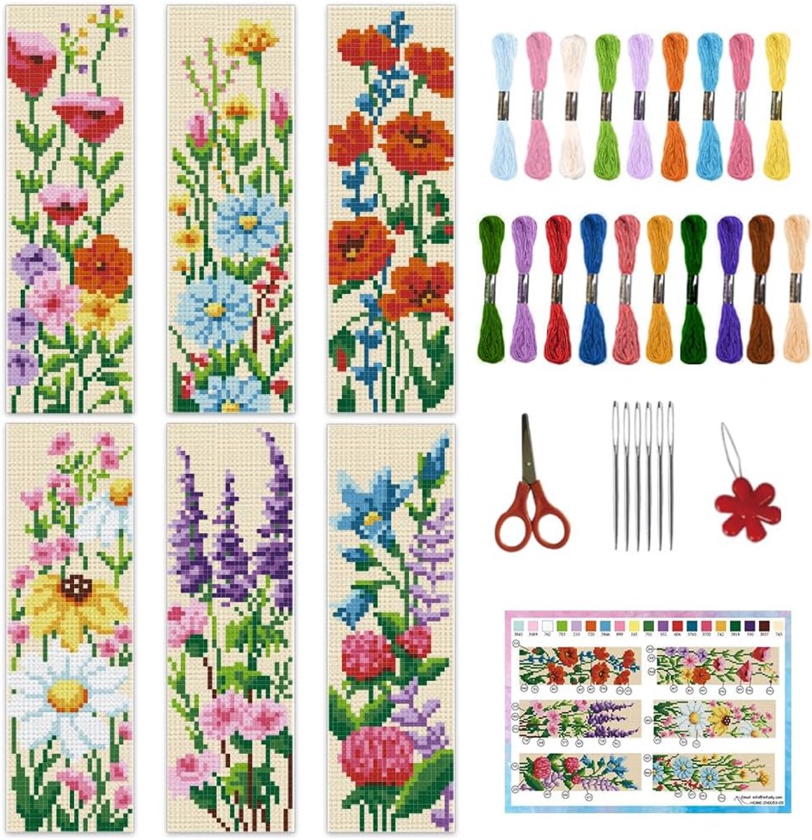 6 Stks Diy Bloem Kruissteek Bladwijzer Kit voor Beginners 8,66 "×
