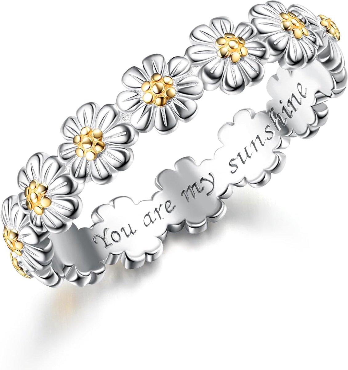 Ringen Daisy Ring 14K Geel Goud Vergulde You Are My Sunshine Flower