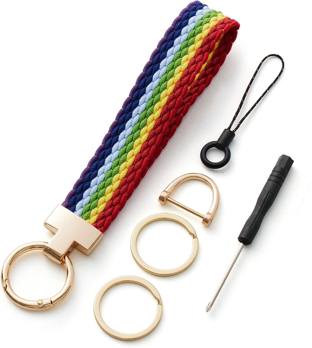 Dames sleutelband korte sleutelhanger elastische macramé