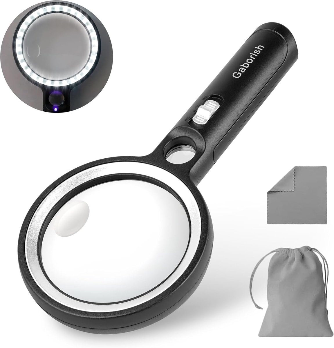 Vergrootglas met Licht 10X 20X 45X - Groot 3.5 inch - UV Licht - Geschikt voor lezen en inspectie - SnelShoppen