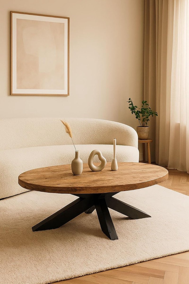 Home Salontafel 130 cm Mangohout – Ovaal – Rustiek – Industrieel