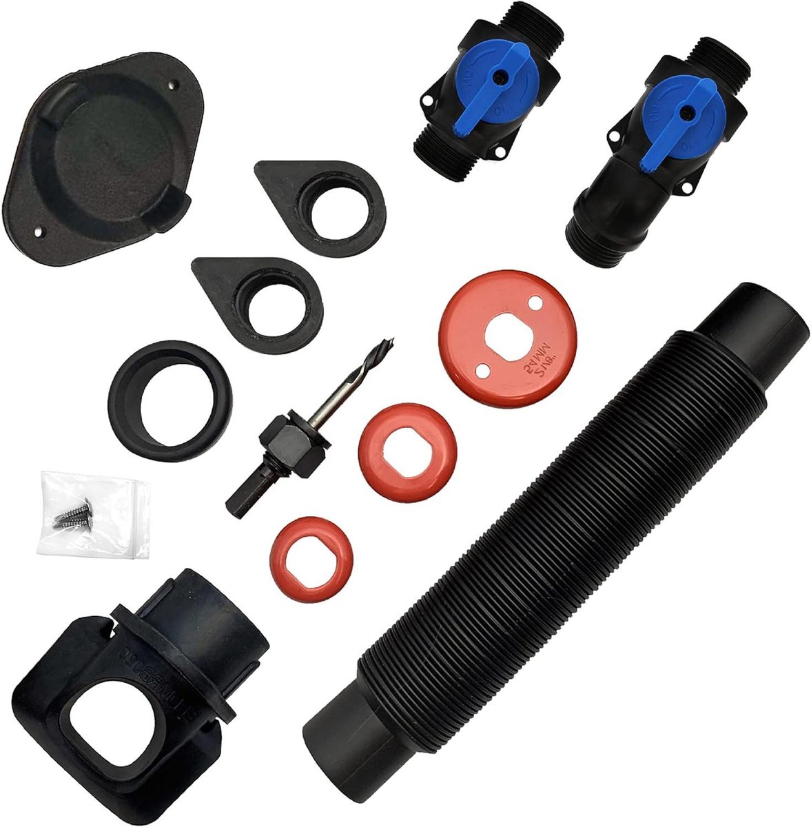 Regenton Onderdelen Set - Wateropvang Kit Kraan - Regenwater Opvangen - Gepatenteerde FlexiFit Inverter - 2x3 en 3x4 inch - Zwart