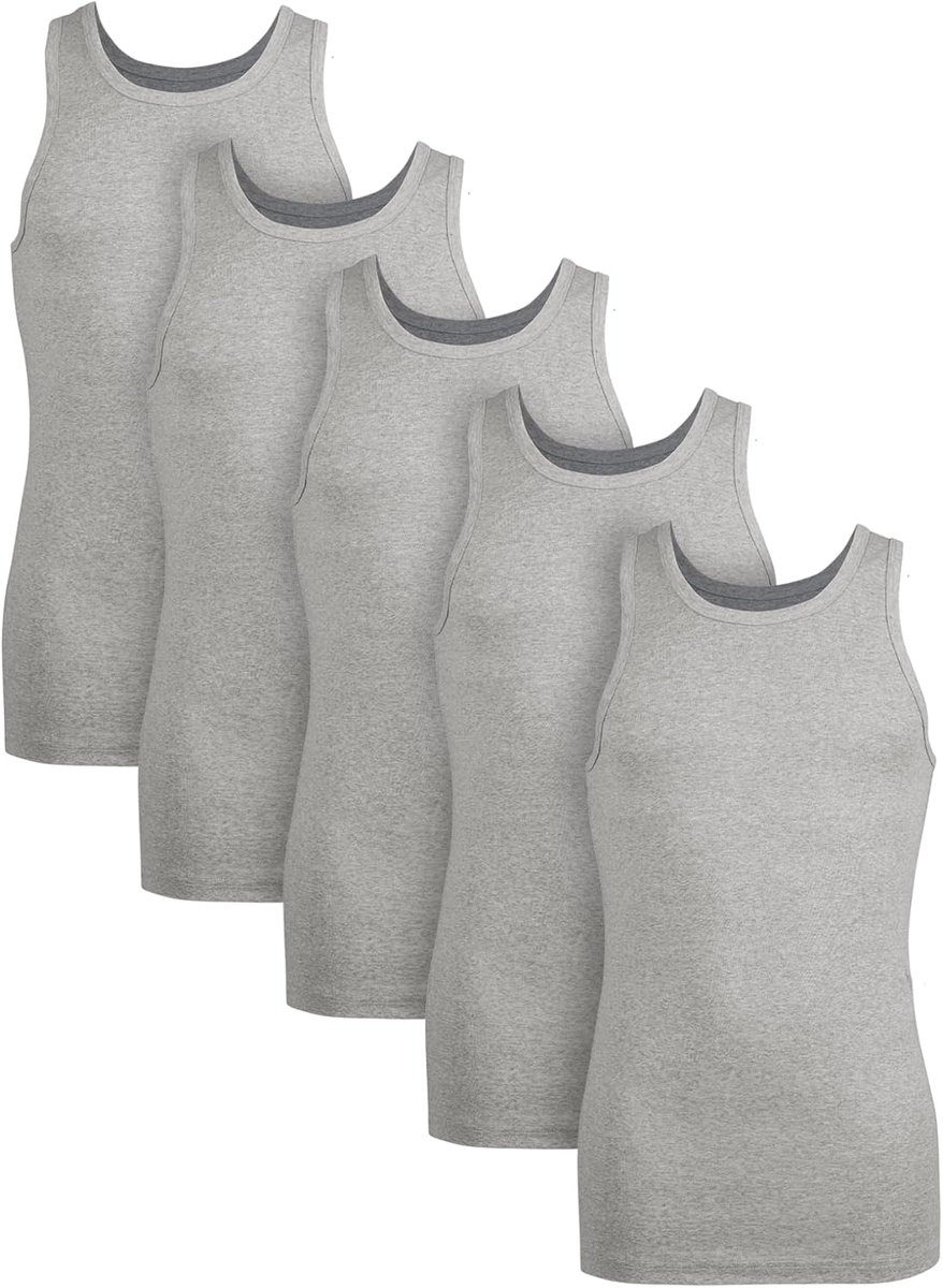 Treasure 5-Pack Onderhemd Heren, 100 Katoen, Fijn Geribd
