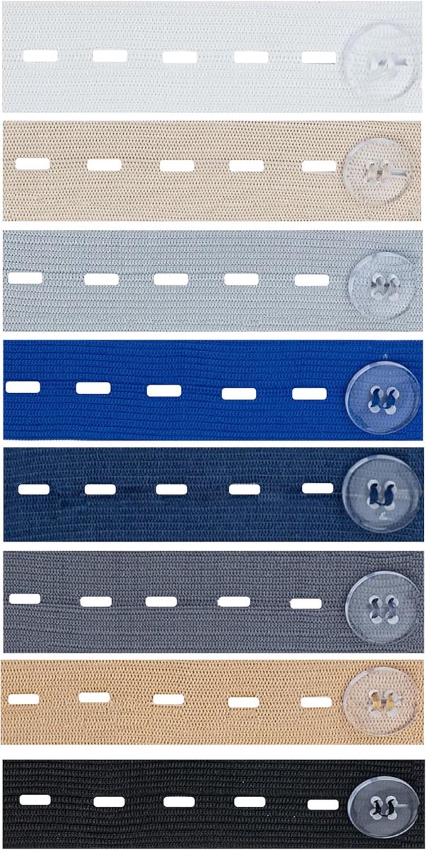 8 stuks elastische tailleverlenging, verstelbare broek