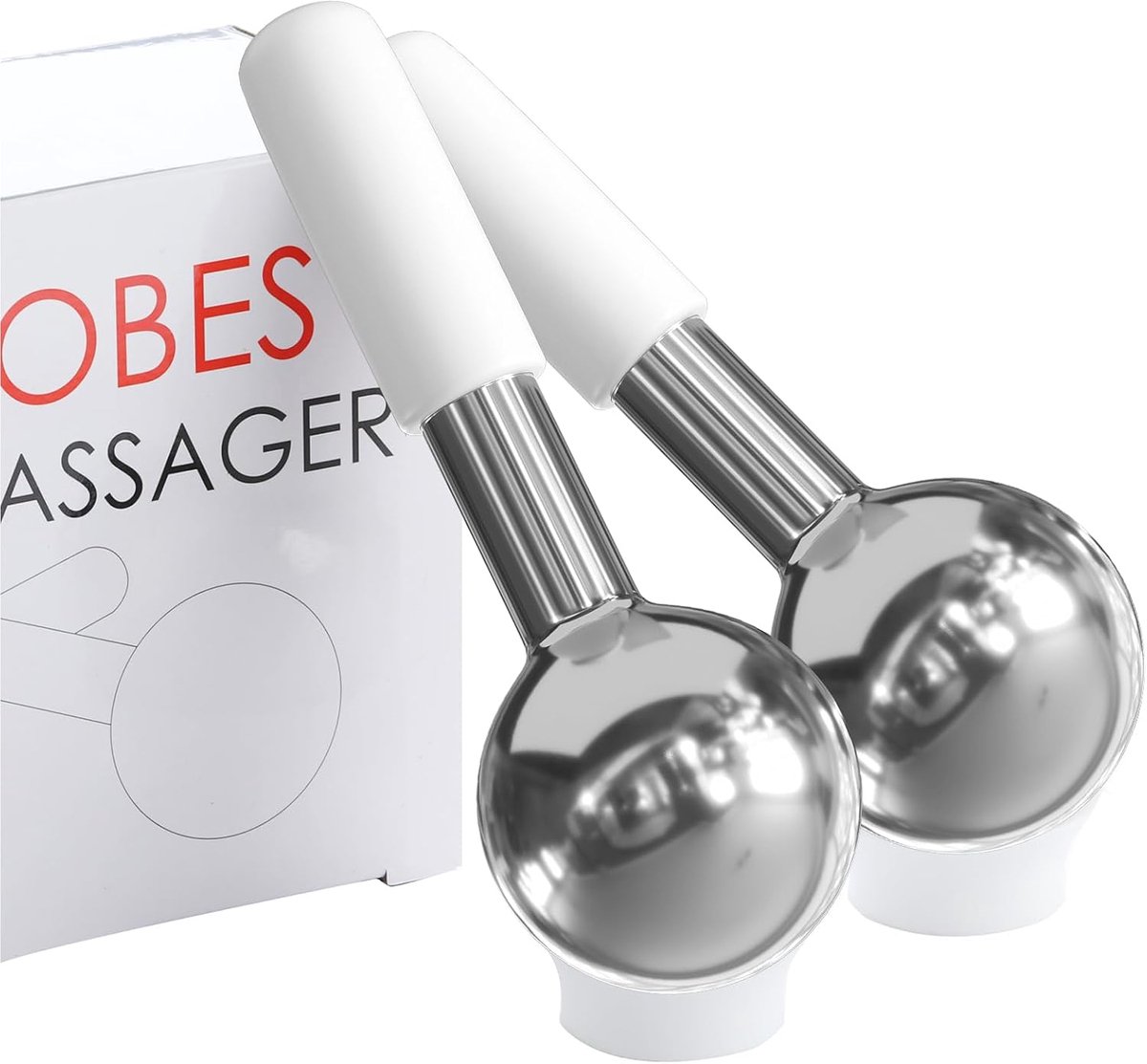 Facial Ice Globes van staal, 2 stuks, voor cryo's en huidverzorging