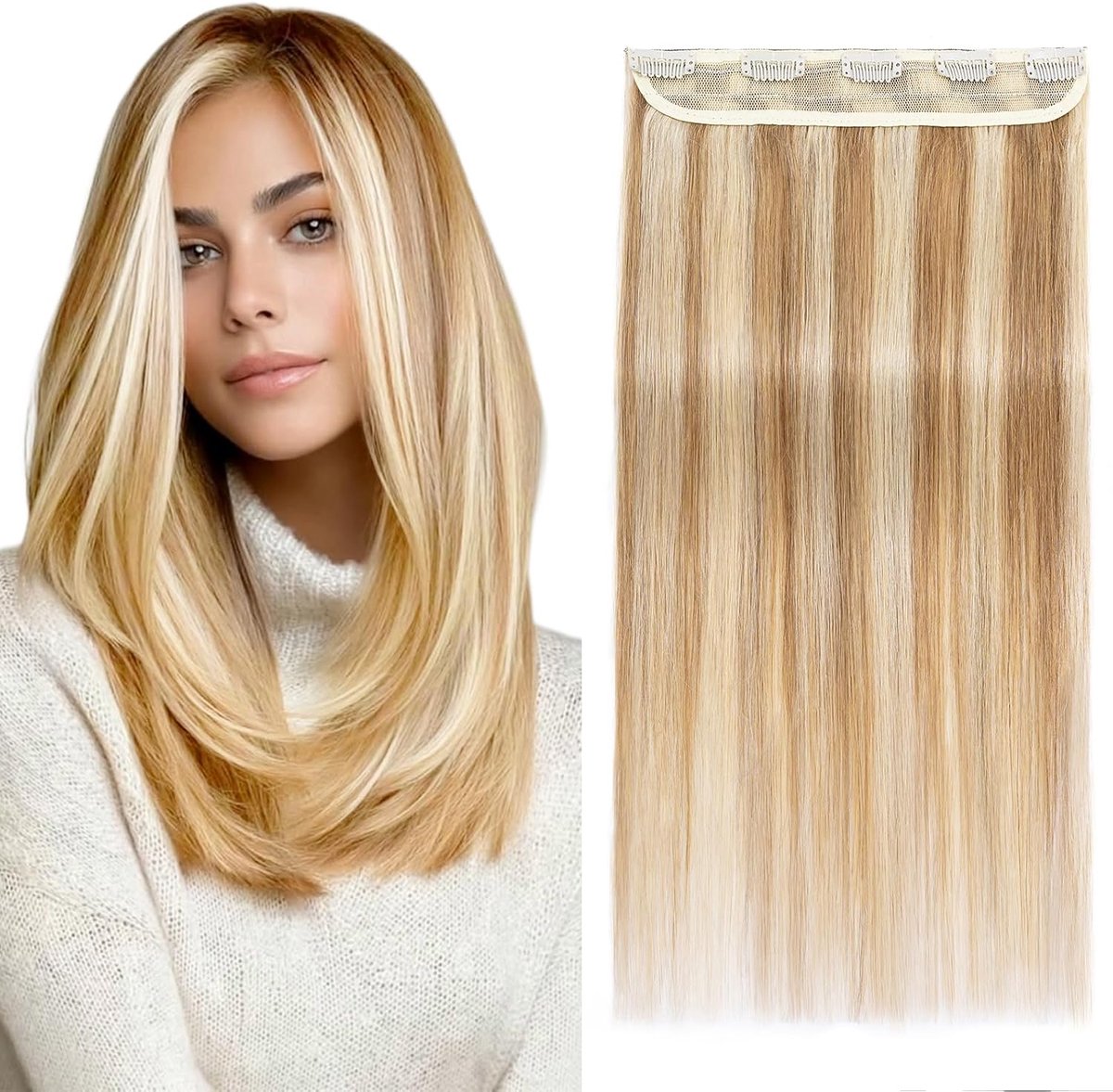 Clip-in extensies van echt haar, 1 stuk, echt haar, 25 cm