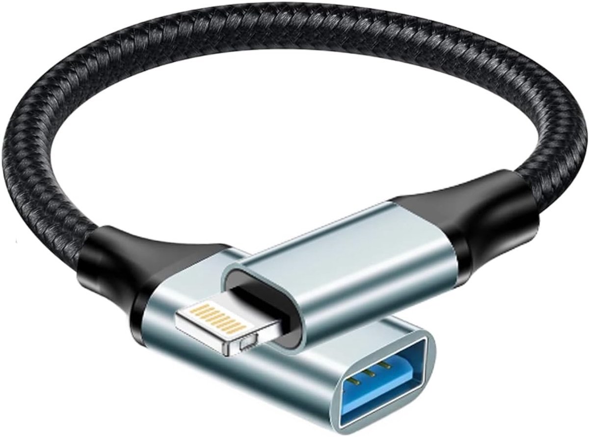 USB naar Lightning Adapter voor iPhone en iPad - Ondersteunt Camera, USB Flash Drive en Hubs, Geschikt voor iPhone 14, 13, 12, 11, XS, XR, 8 en 7 Plus