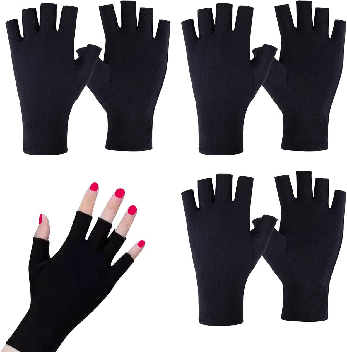 3 paar UV-handschoen gel manicures handschoen, zonnebrandcrème