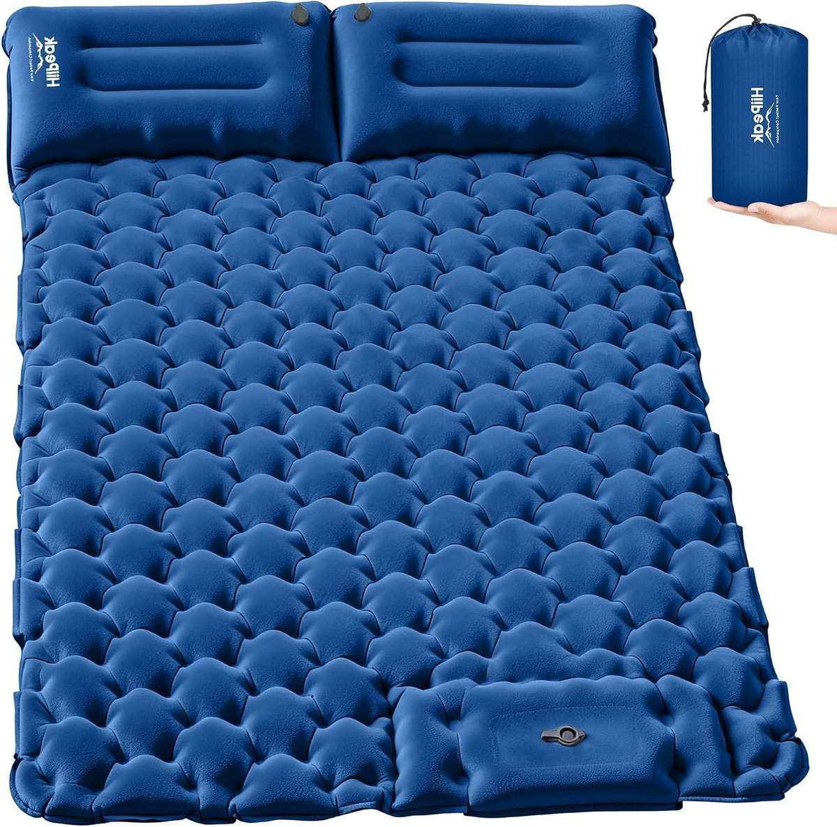Opblaasbare Isomat - Dubbele Slaapmat - Kamperen Buiten - Extra Dikke Isolatie - 192 x 122 cm - Blauw