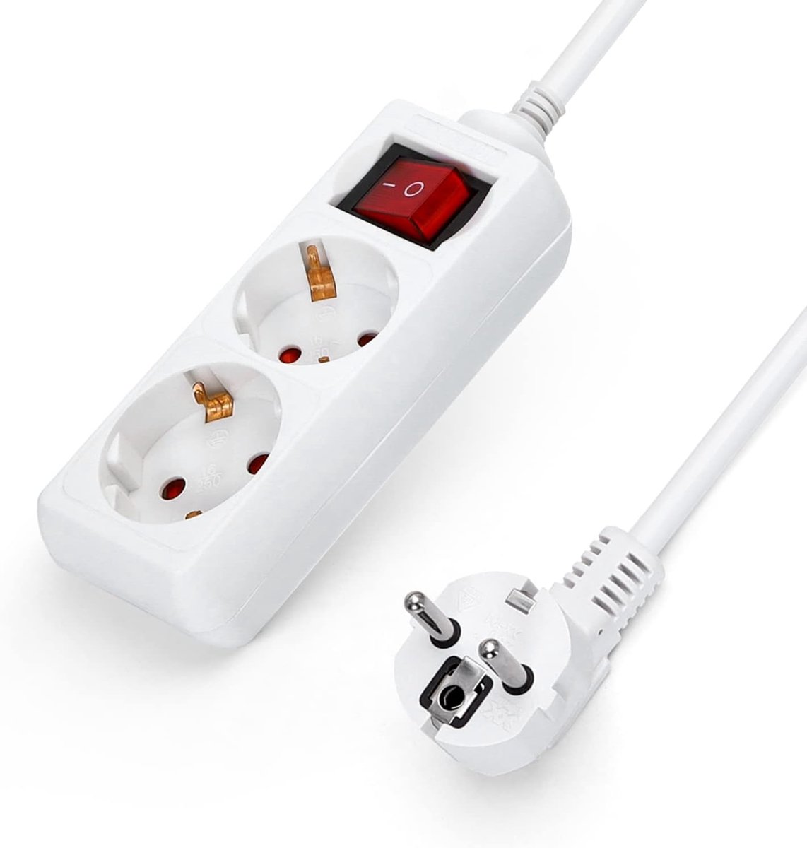 Stekkerdoos 2-Voudig met Kinderbeveiliging,1.5m Kabel Wit (2-voudig, 1.5m)