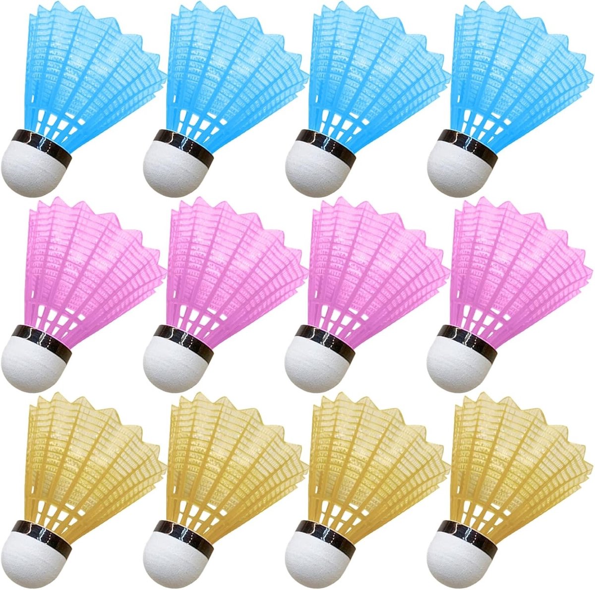 Set van 12 Luminous Nylon Badminton Shuttballs voor Sport en Training, Multikleurige LED Ballen