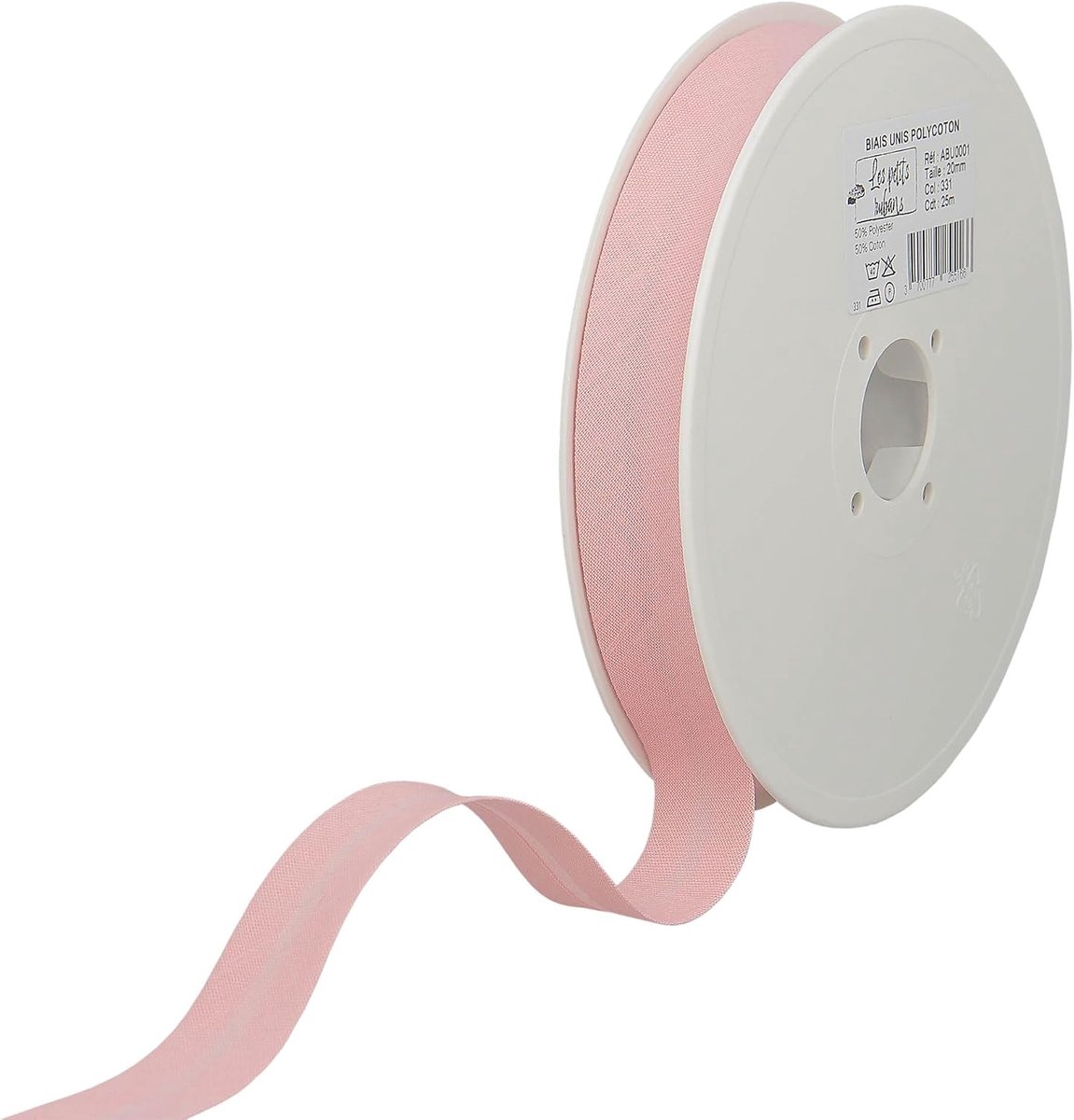 biaisband - 20 mm breed, gevouwen 10 mm, rol van 25 m, 50% katoen 50% polyester, rand voor naaien, banners, stoffering, meubels, biezen, kleding, dekens